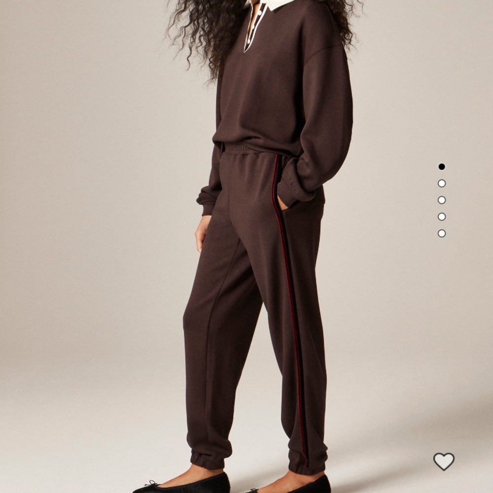 J. Crew Velvet Trim Scuba Joggers in Burnt chocolate